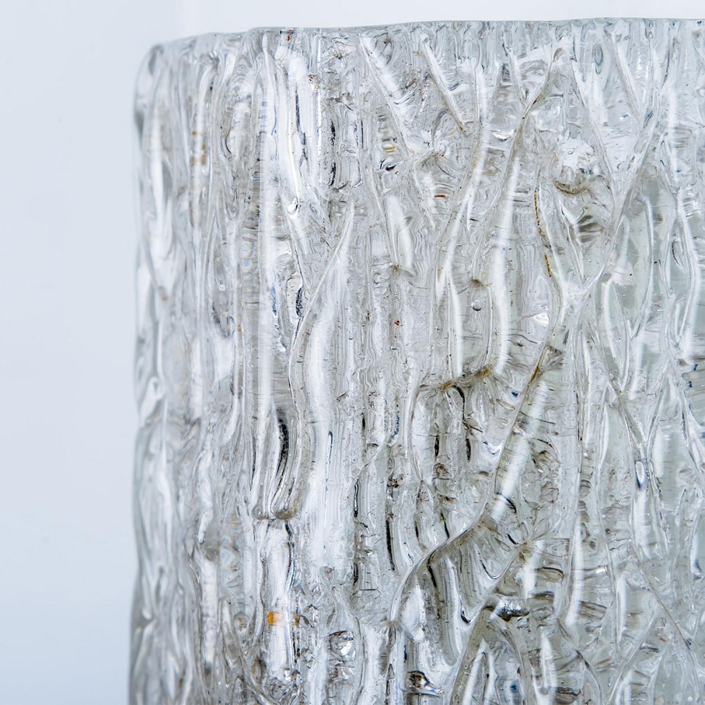 Pair of Textured Glass and Brass Wall Lights by J.T. Kalmar en vente 1