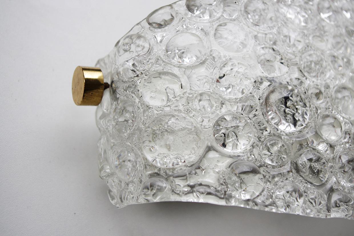 Austrian Pair of Textured Ice Glass Bubble Wall Lights Sconces, 1960s For Sale