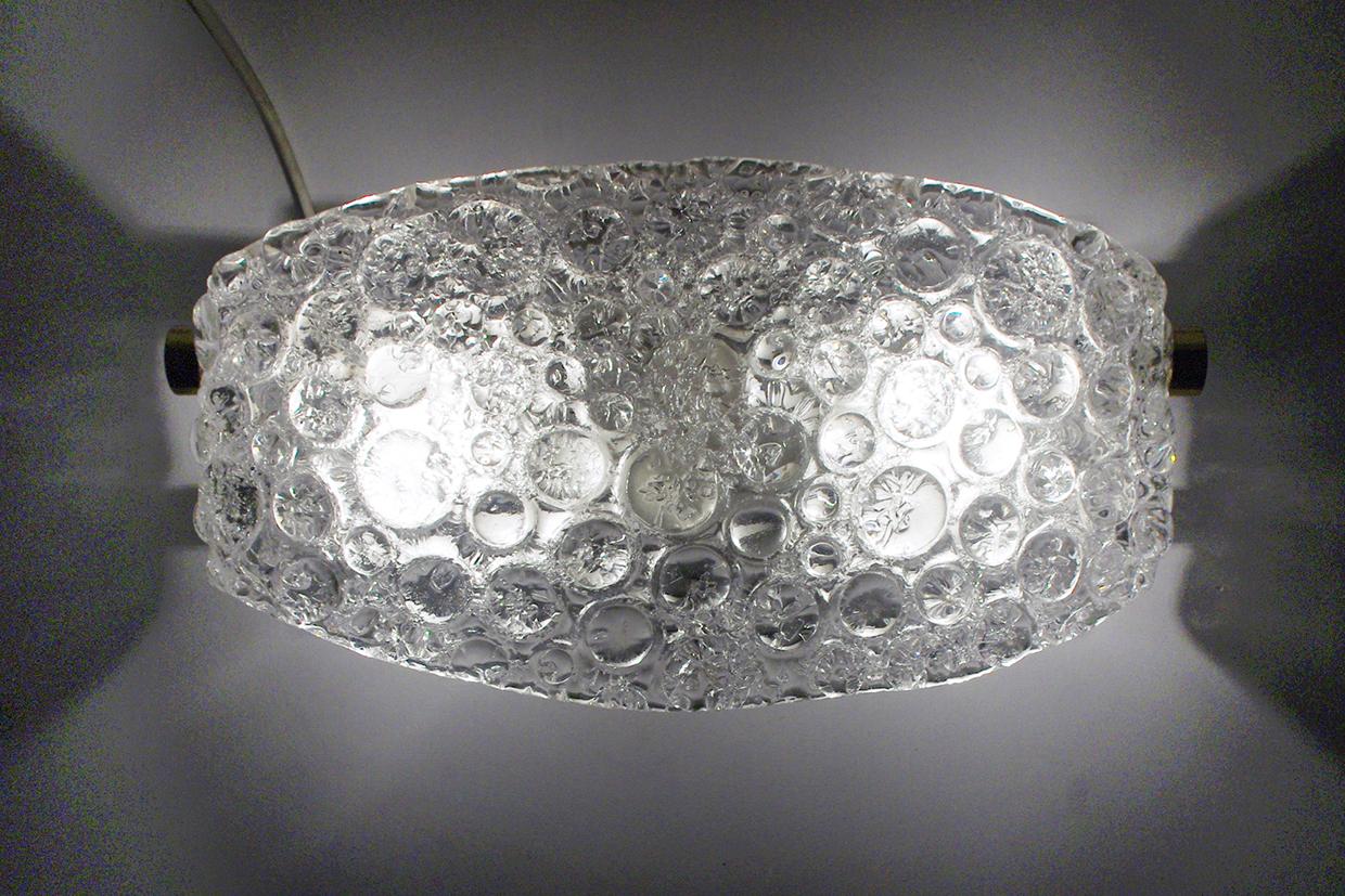 20th Century Pair of Textured Ice Glass Bubble Wall Lights Sconces, 1960s For Sale