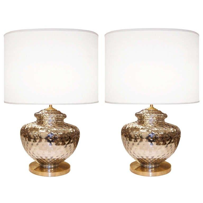 A pair of textured mercury glass lamps resting on brass bases with brass hardware.

Circa 1960's

Lamp Shades Are Not Included.

If you are interested in Lamp Shades, please email The Craig Van Den Brulle Design Team Via Message Center, and we will