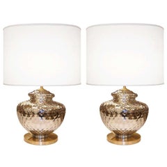 Pair of Textured Mercury Glass Lamps