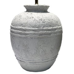 Pair of Textured Midcentury Ceramic Lamps