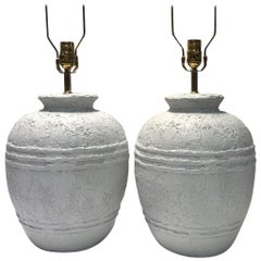 Pair of Textured Midcentury Ceramic Lamps