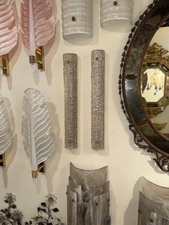 Pair of Textured Murano Glass Tube Sconces