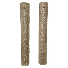 Pair of Textured Murano Glass Tube Sconces