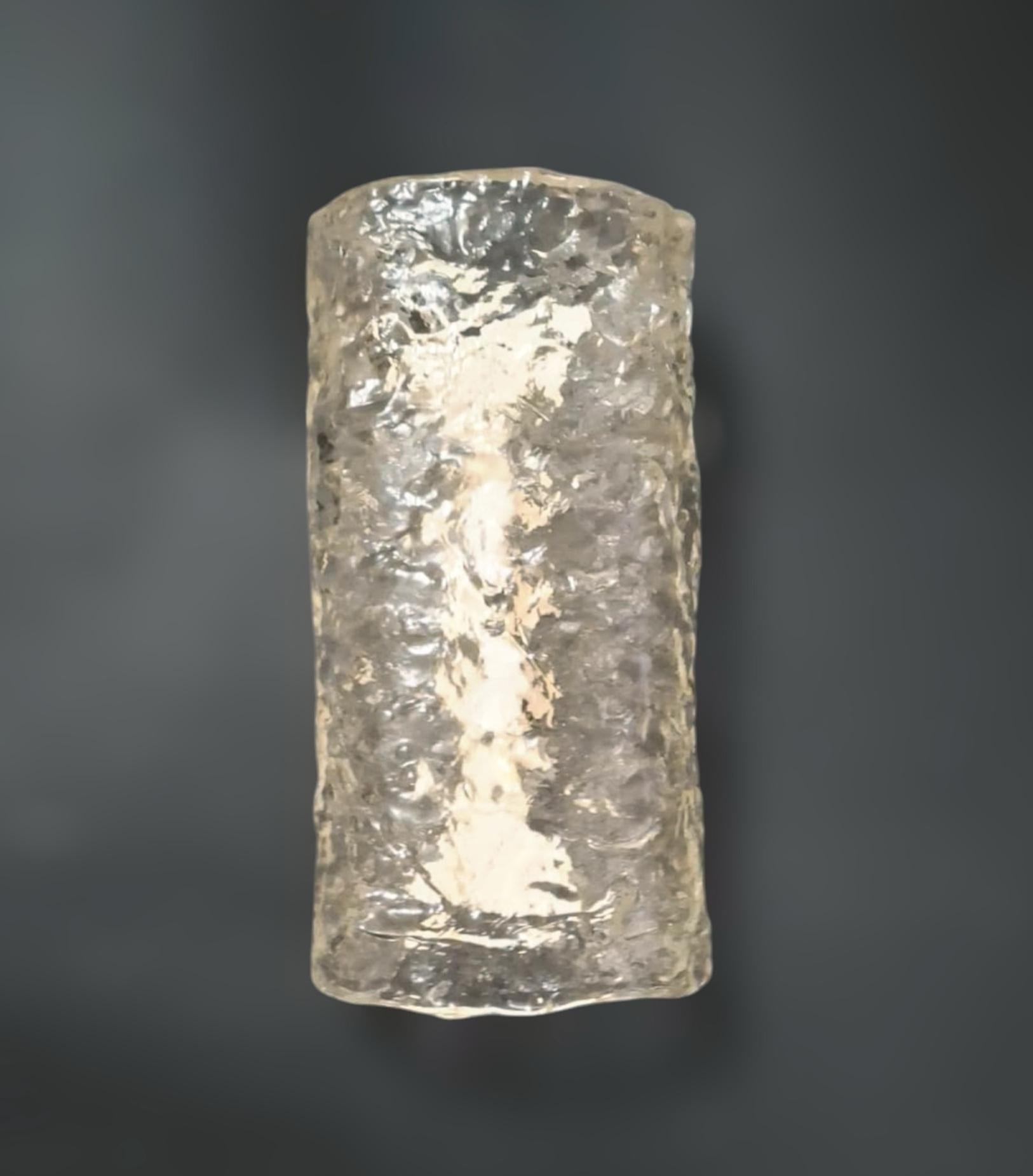 Mid-Century Modern Pair of Textured Murano Sconces by Mazzega For Sale
