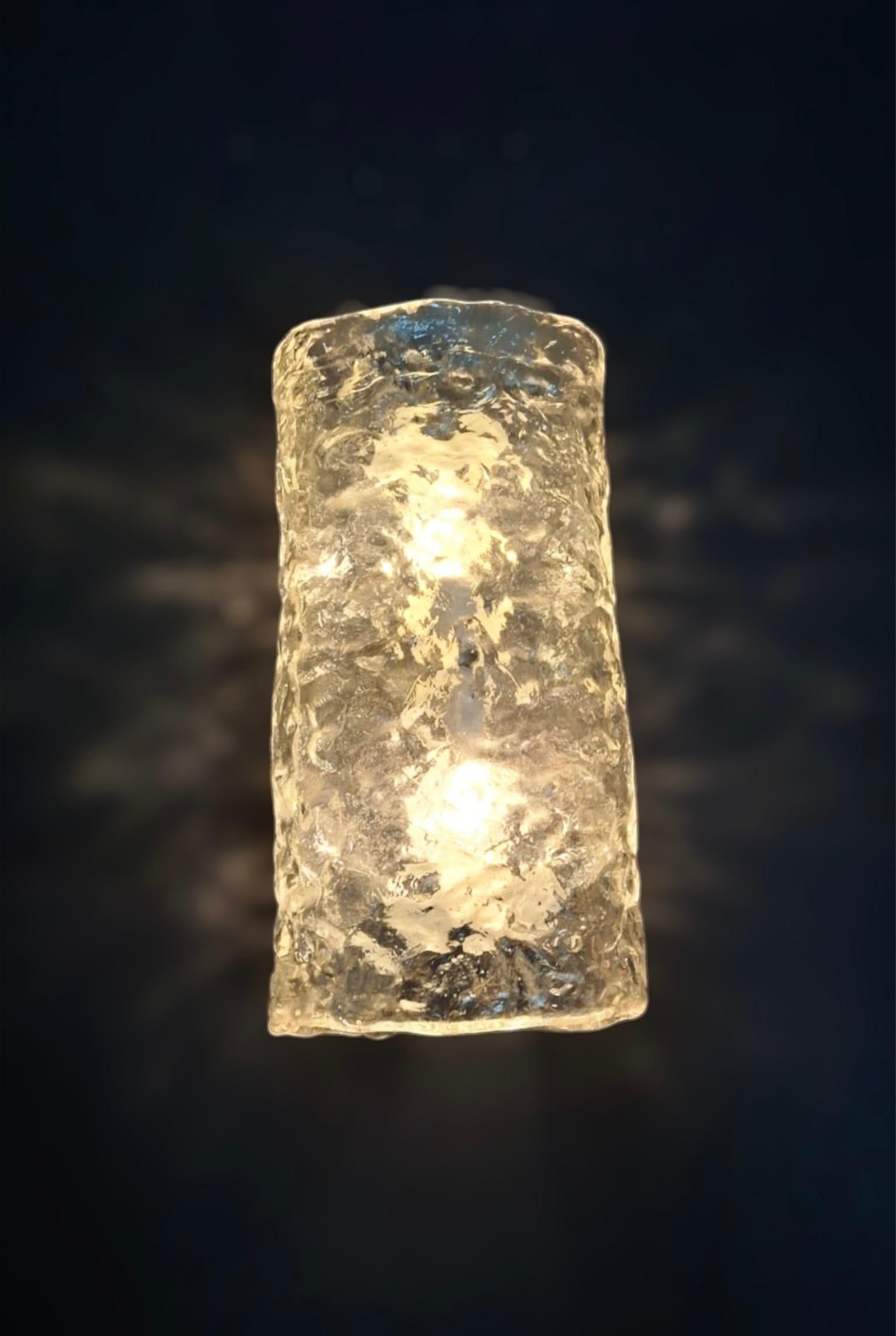 20th Century Pair of Textured Murano Sconces by Mazzega For Sale