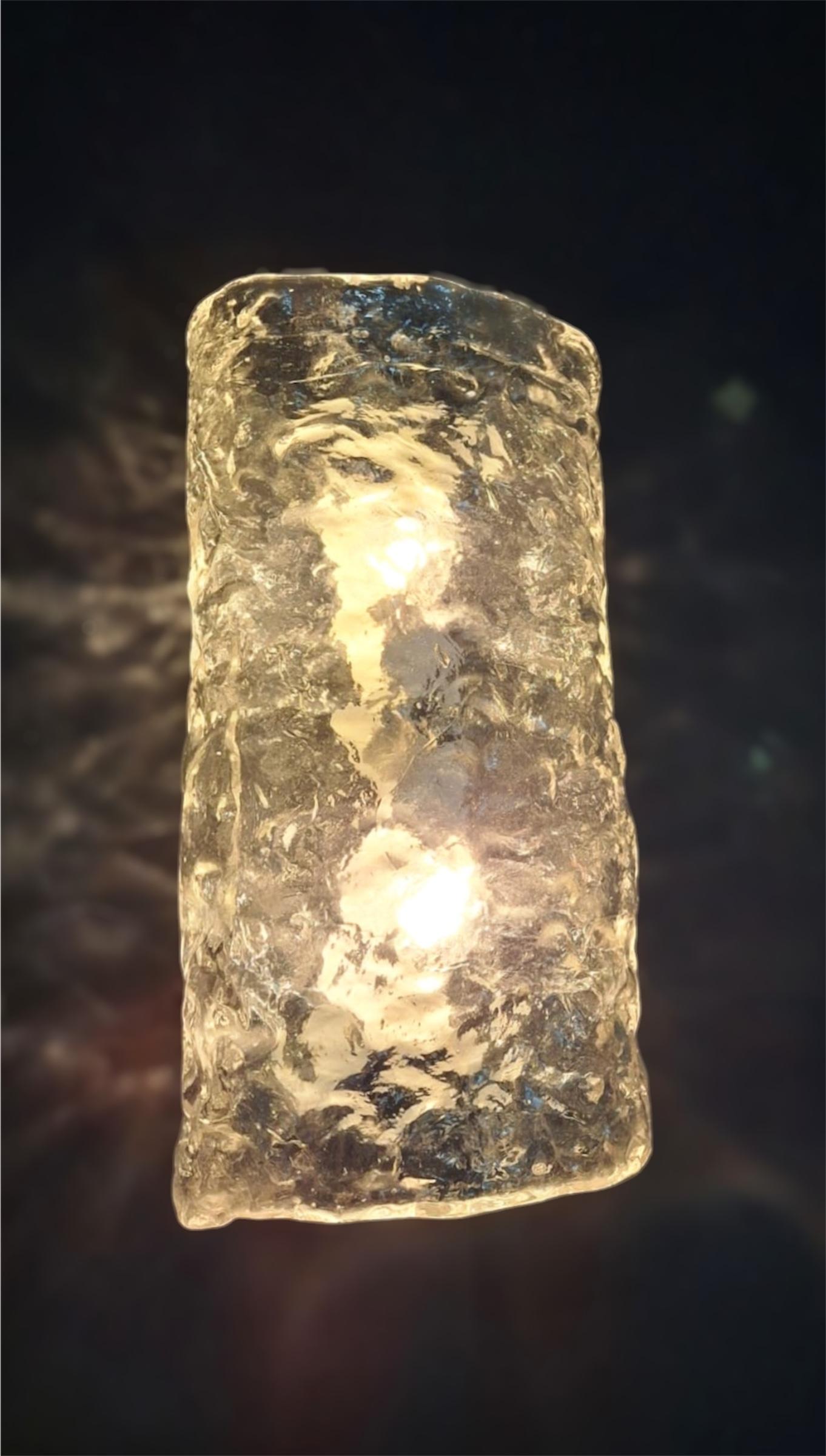 Metal Pair of Textured Murano Sconces by Mazzega For Sale