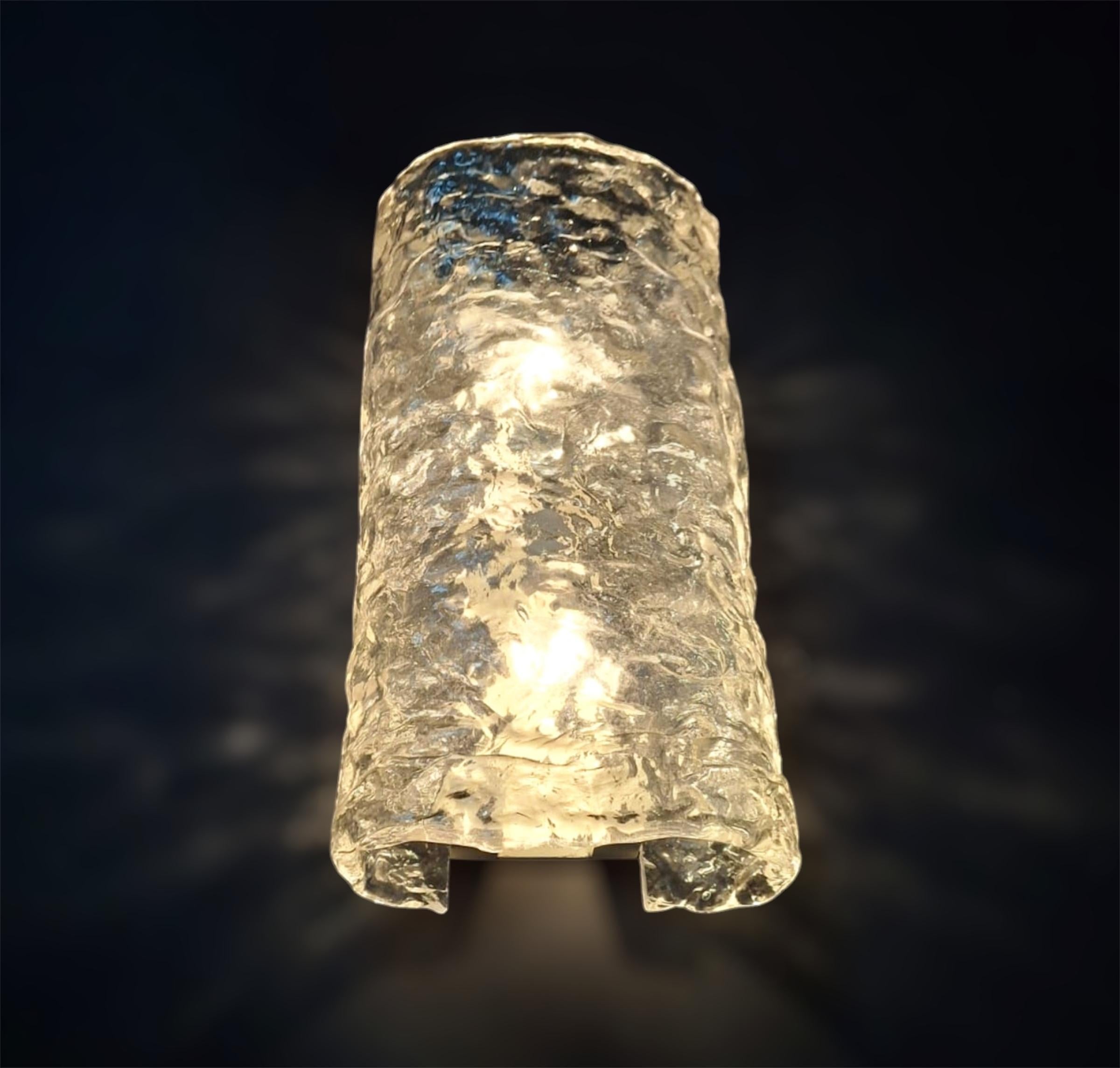 Pair of Textured Murano Sconces by Mazzega For Sale 1