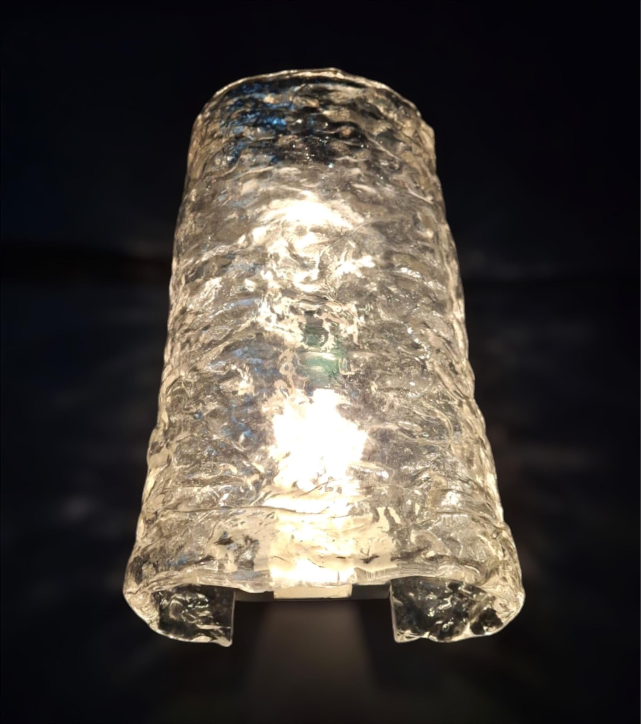 Pair of Textured Murano Sconces by Mazzega For Sale 2