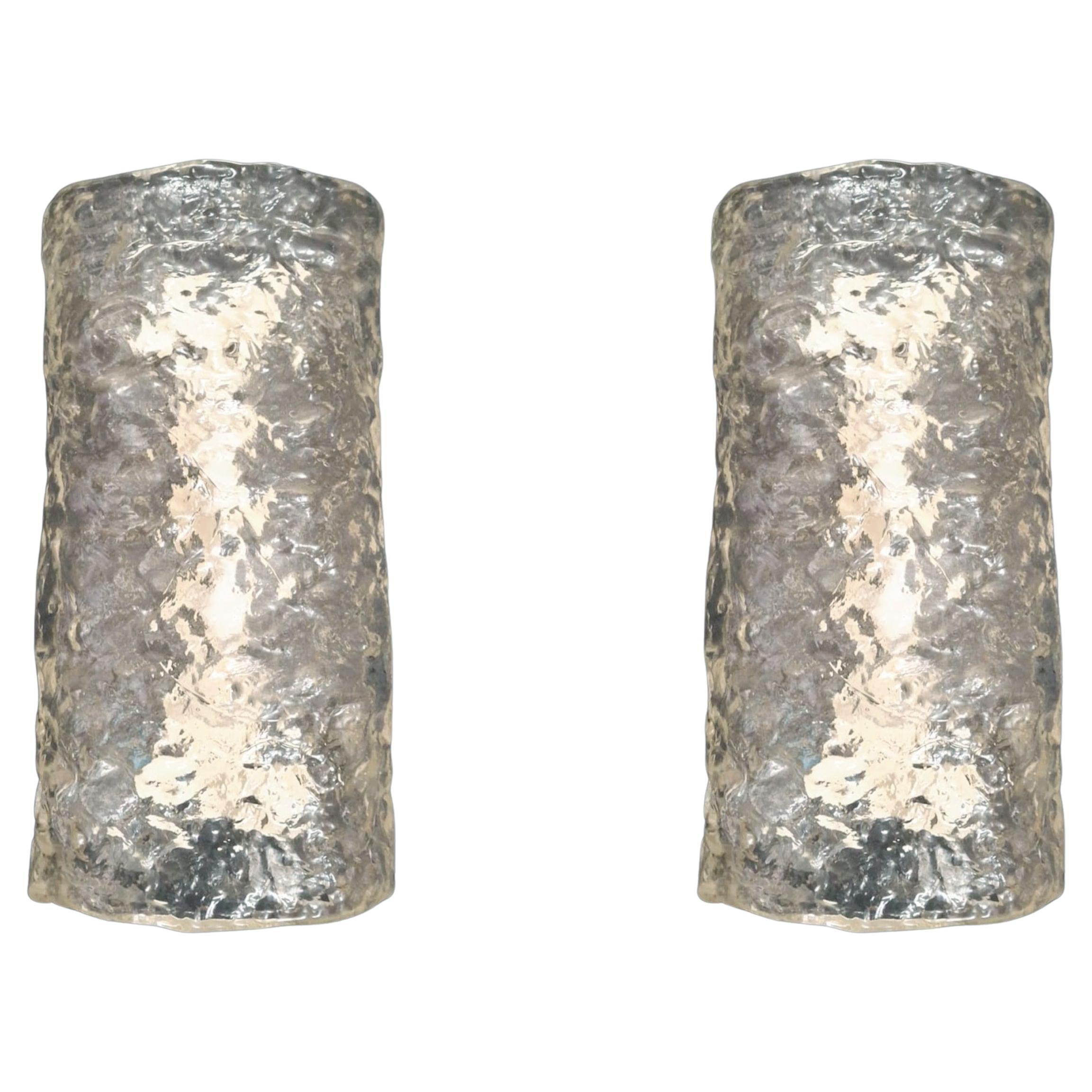 Pair of Textured Murano Sconces by Mazzega