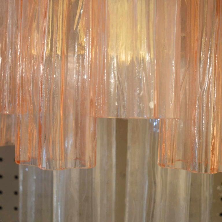Glass Pair of Textured Pink Tube Sconces