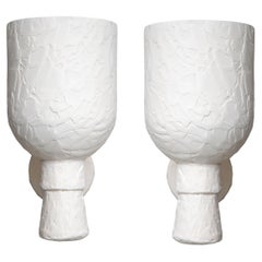 Pair of Textured Plaster Wall Lights, in Stock