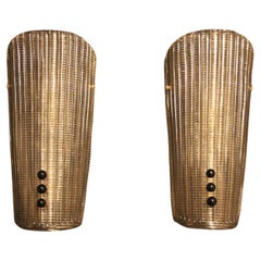 Pair of Textured Smoked Murano Glass Sconces with Little Black Glass Pearls