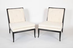 Pair of T.H. Robsjohn-Gibbings Ebonized Slipper Chairs for Widdicomb