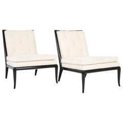 Pair of T.H. Robsjohn-Gibbings Ebonized Slipper Chairs for Widdicomb