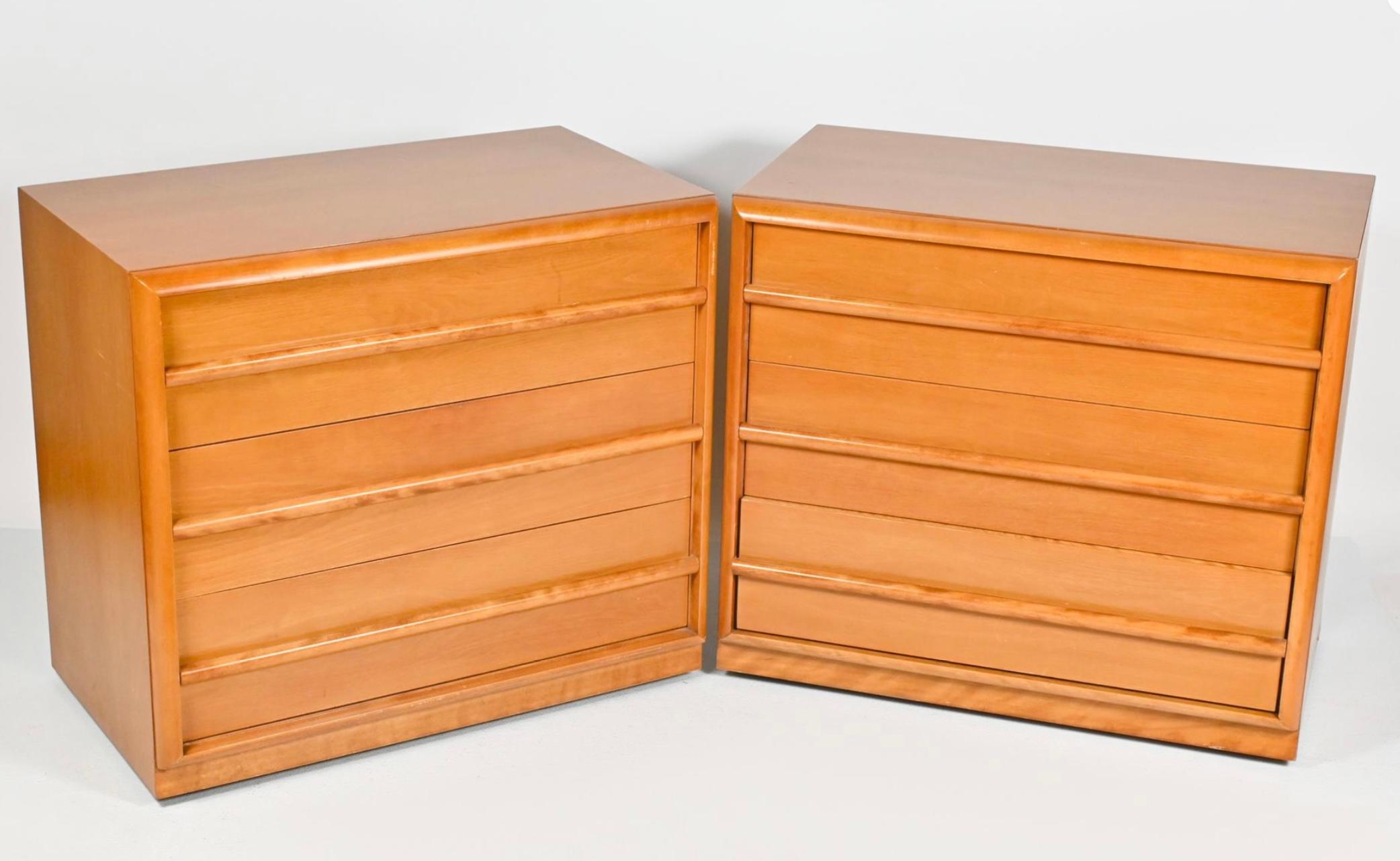 Pair of T.H. Robsjohn-Gibbings for Widdicomb Bedside Tables / Chests In Good Condition For Sale In Bradenton, FL
