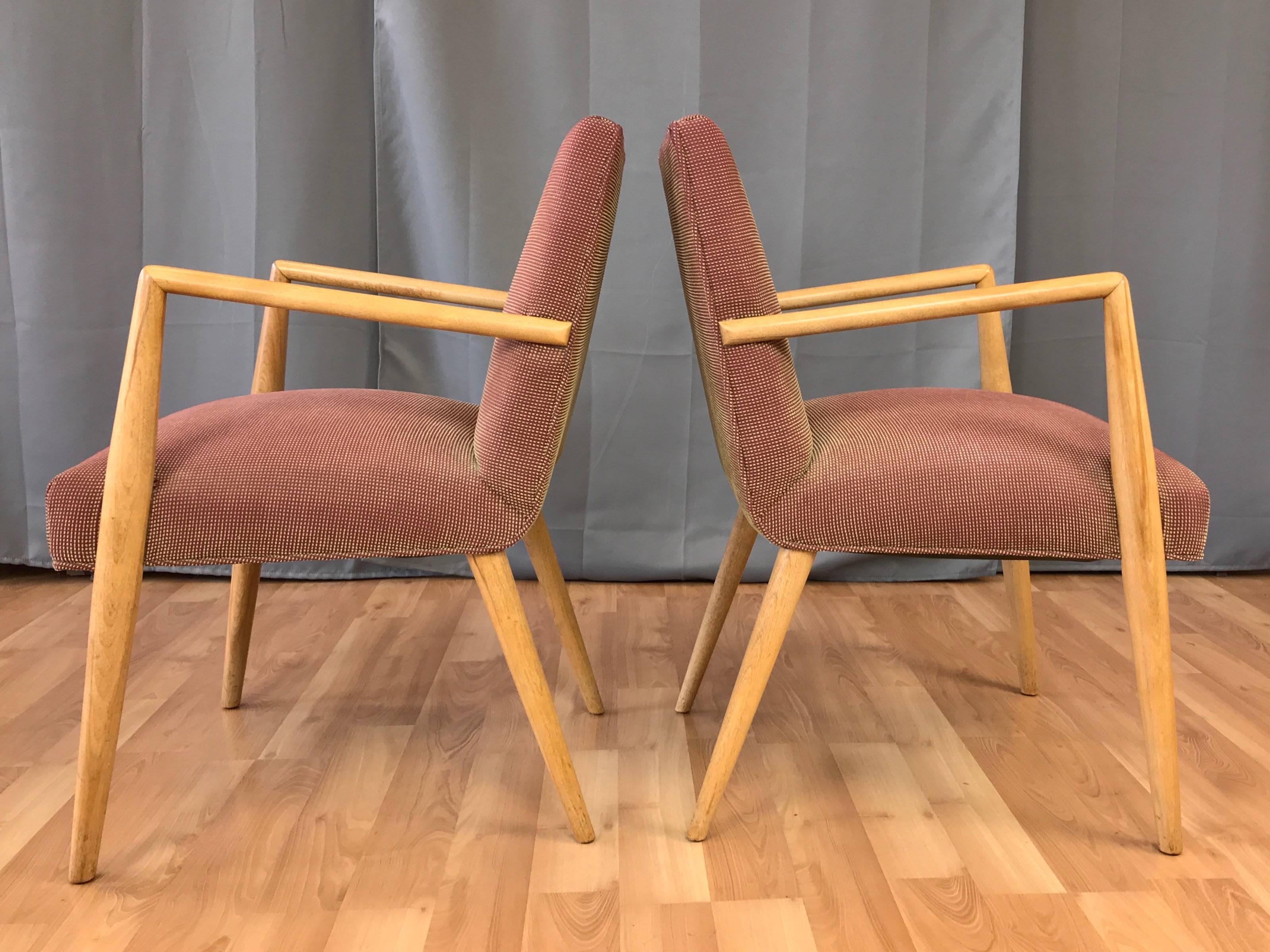 Pair of T.H. Robsjohn-Gibbings for Widdicomb Model 1686 Maple Dining Chairs In Good Condition In San Francisco, CA