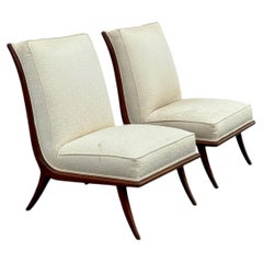 Pair of T.H. Robsjohn-Gibbings for Widdicomb Rarely Seen Petite Slipper Chairs