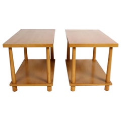 Vintage Pair of T.H. Robsjohn-Gibbings for Widdicomb Reverse Tapered Legs End Tables