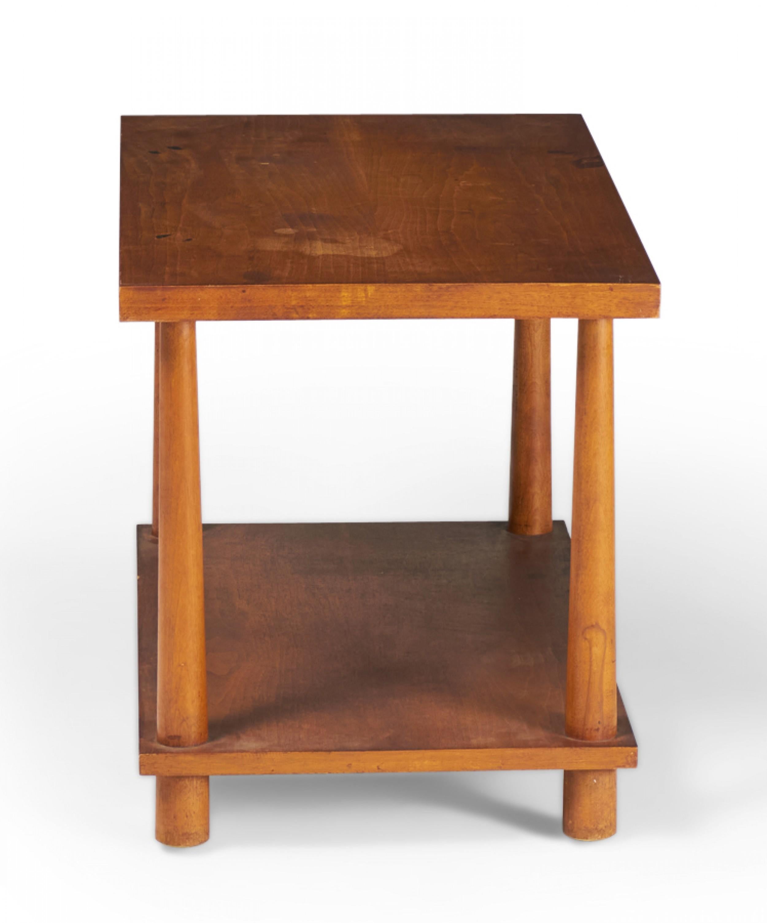 Wood Pair of T.H. Robsjohn-Gibbings for Widdicomb Tapered Dowel Leg End Tables For Sale