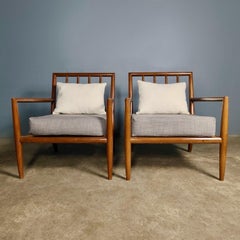 Pair Of T.H Robsjohn-Gibbings For Widdicomb Walnut Armchairs Model WWZ
