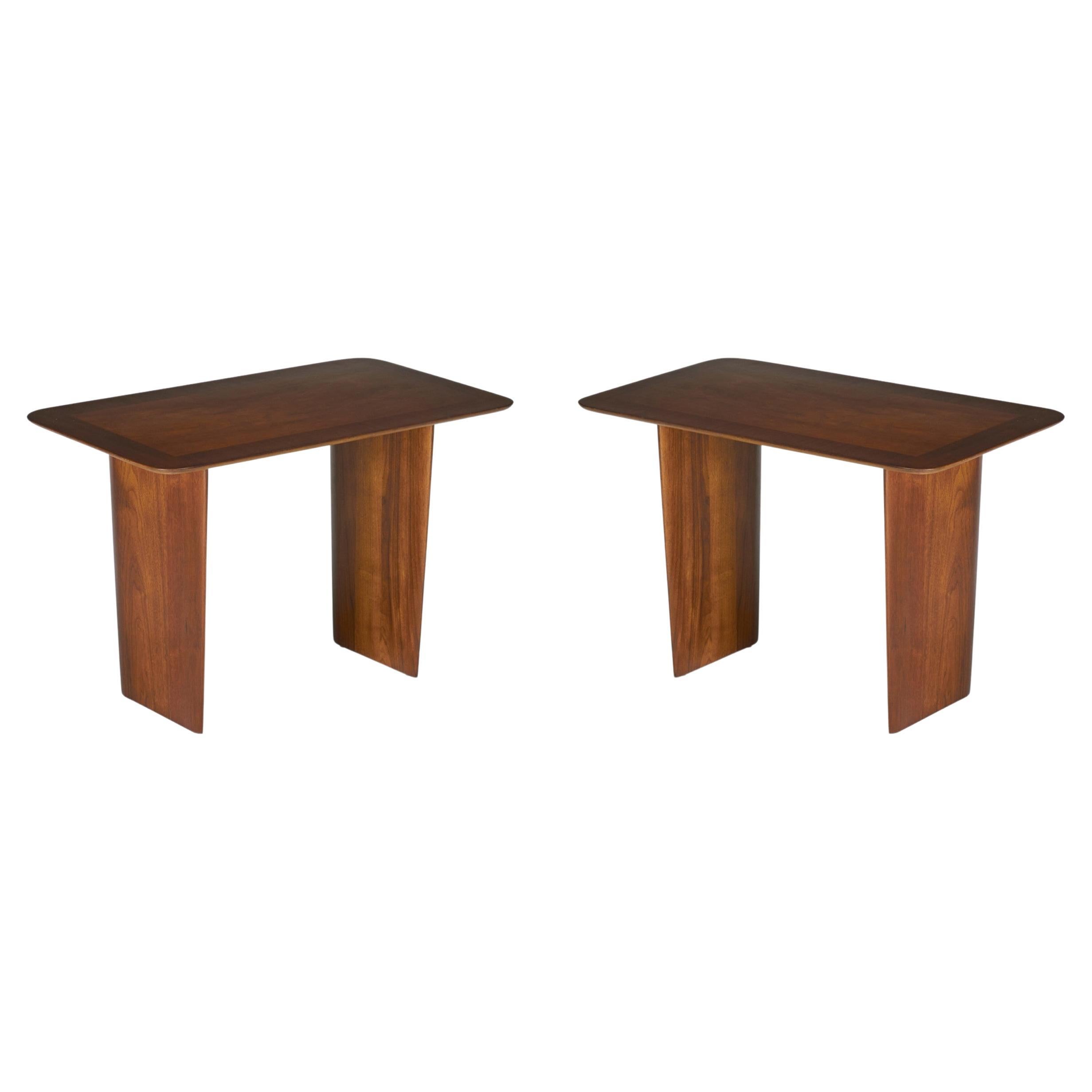 Pair of T.H. Robsjohn-Gibbings for Widdicomb 'Wing' Walnut End Tables For Sale