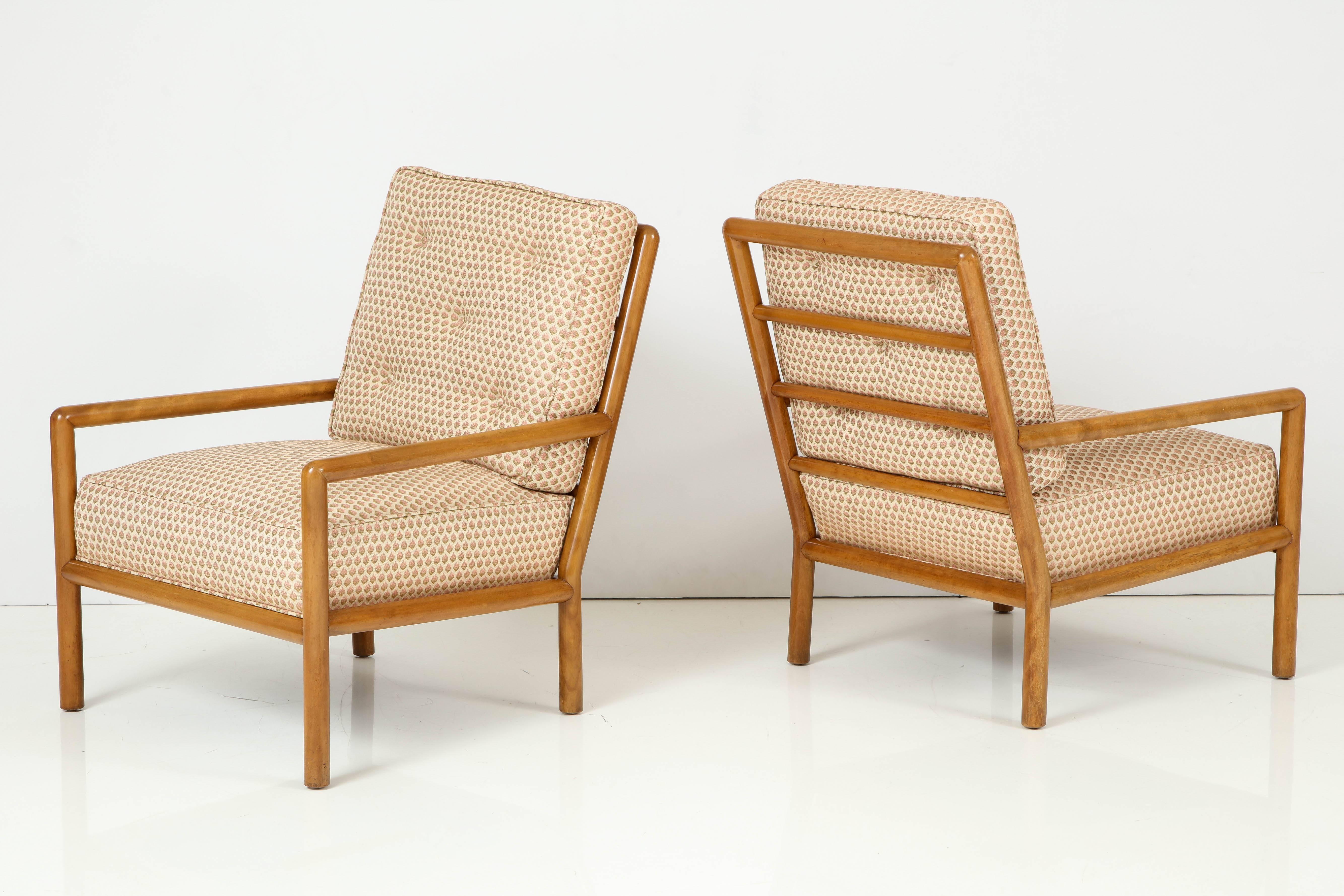 Pair of T.H. Robsjohn-Gibbings lounge chairs made by Widdicomb, circa 1955-1956.
