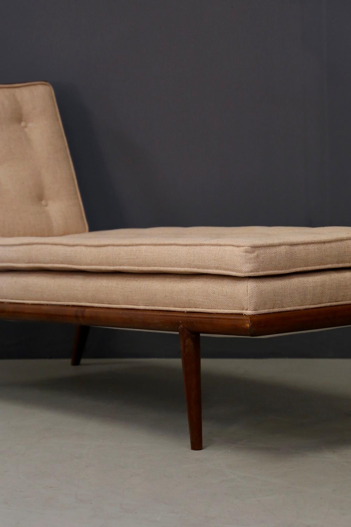 Fabric Pair of T.H. Robsjohn-Gibbings Midcentury Chaise lounge for Widdicomb, 1950s