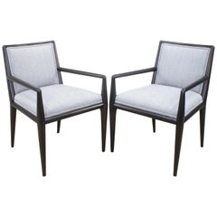 Pair of T.H. Robsjohn-Gibbings Sleek Lined Armchairs for Widdicomb