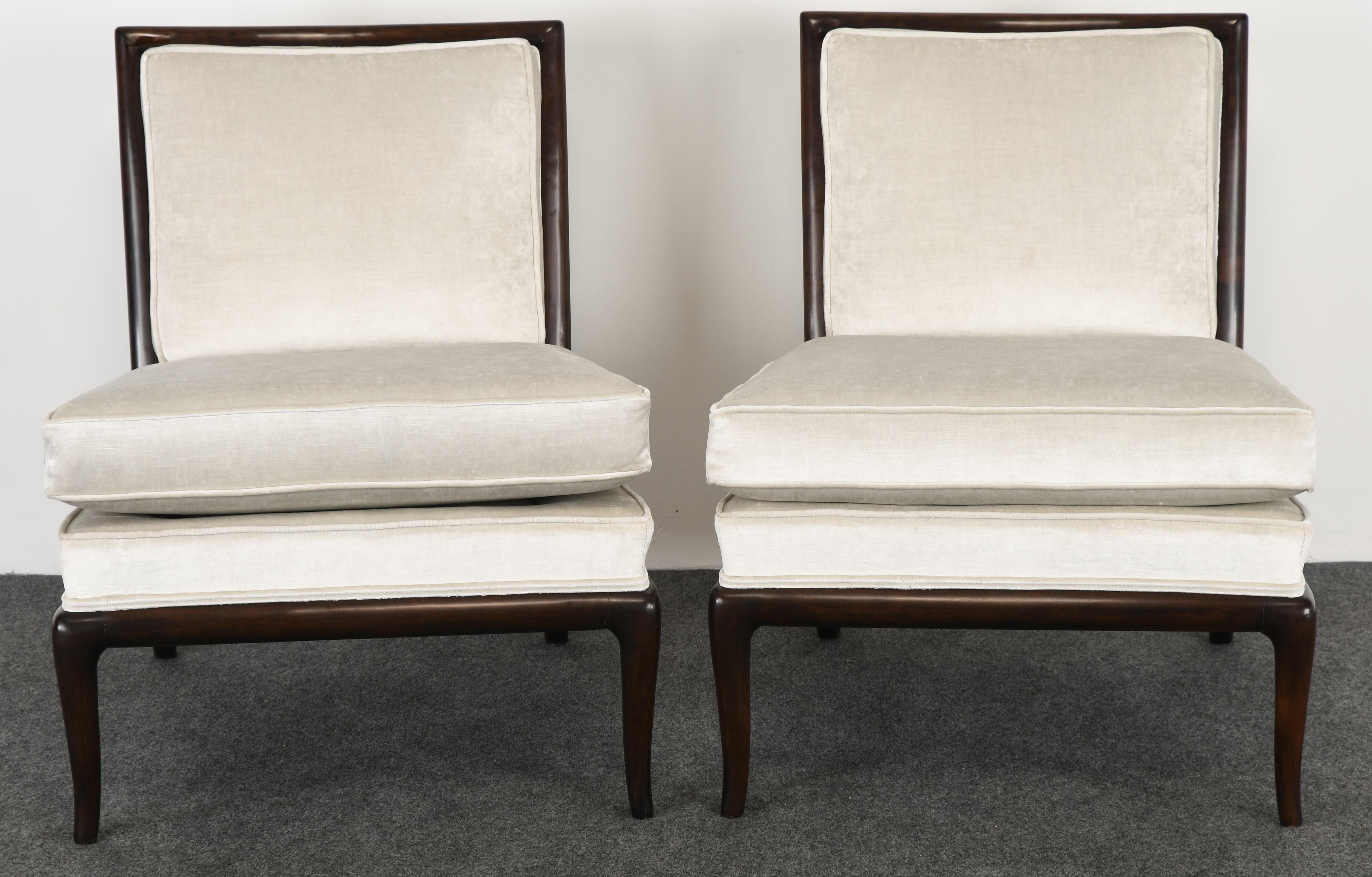 Mid-Century Modern Pair of T.H. Robsjohn Gibbings Slipper Chairs, 1950s