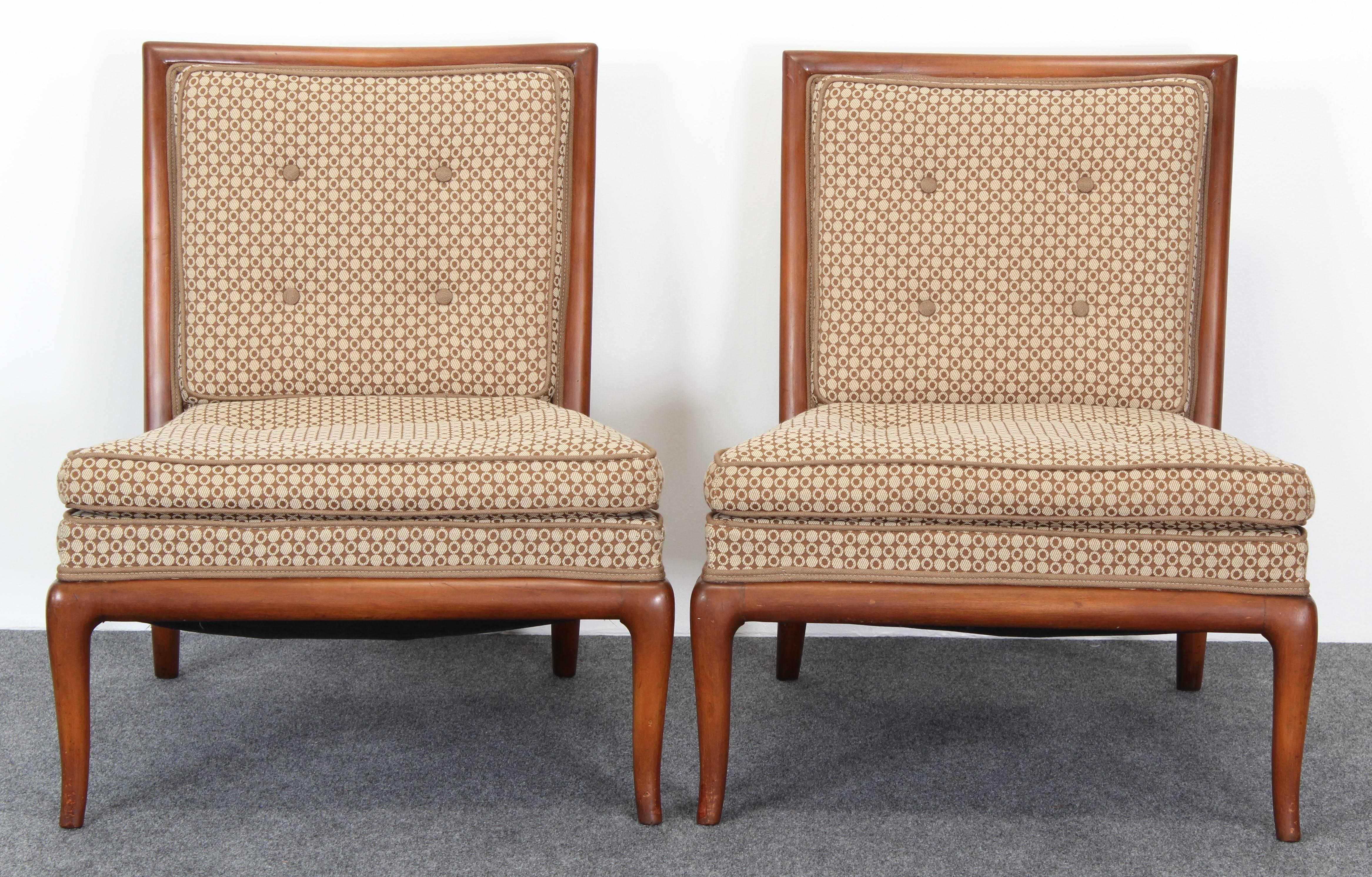 American Pair of T.H. Robsjohn-Gibbings Slipper Chairs, 1950s