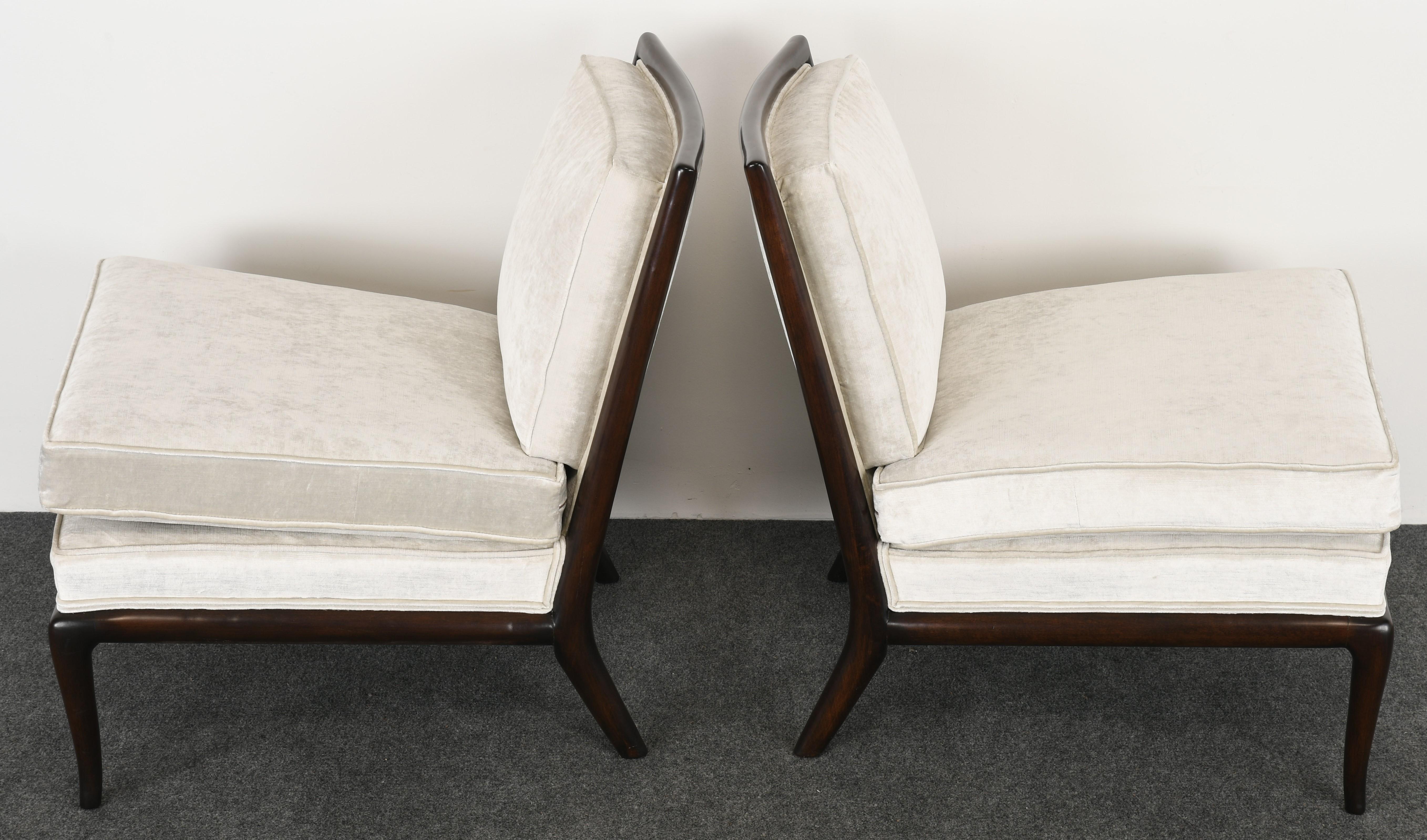American Pair of T.H. Robsjohn Gibbings Slipper Chairs, 1950s
