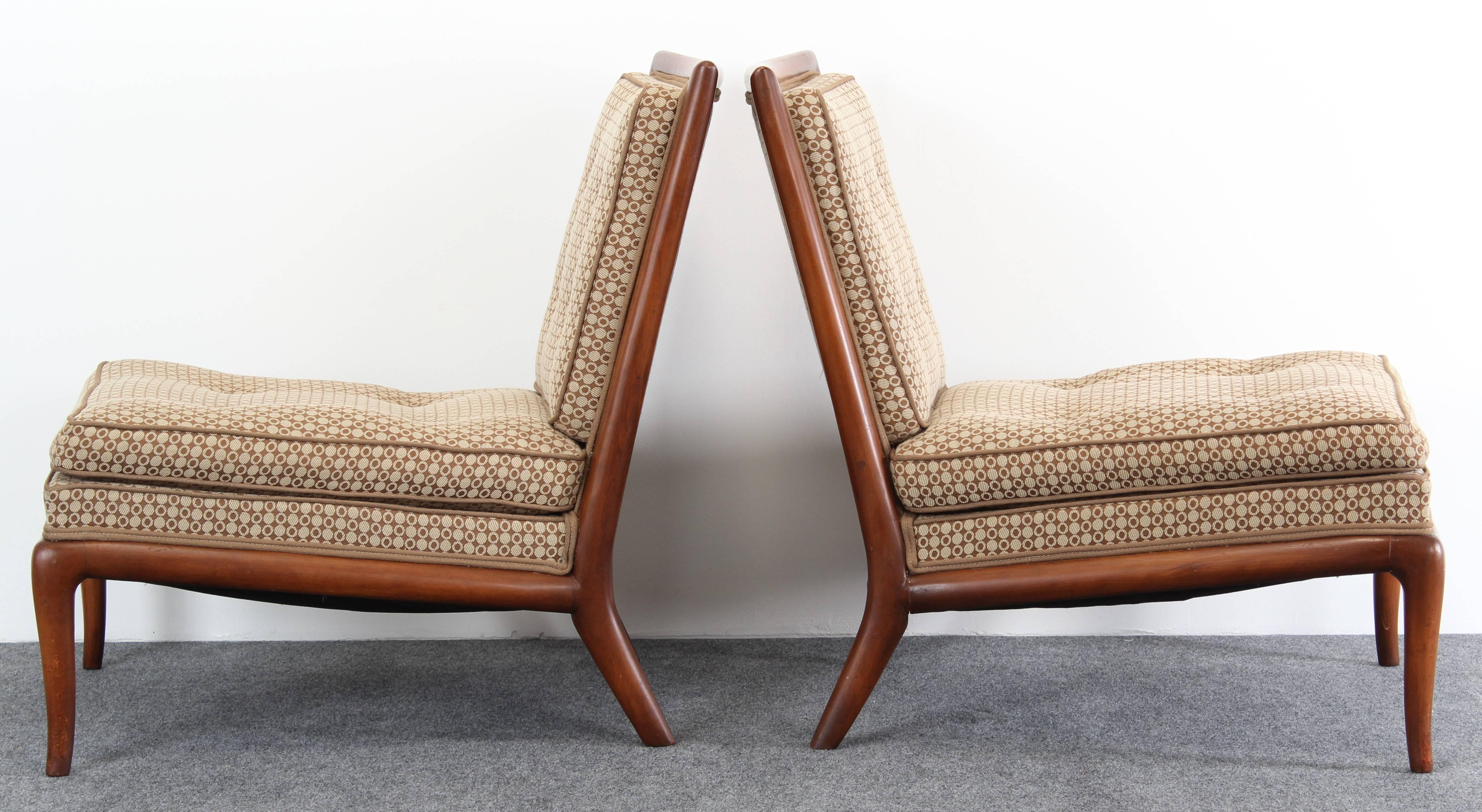 Pair of T.H. Robsjohn-Gibbings Slipper Chairs, 1950s In Good Condition In Hamburg, PA