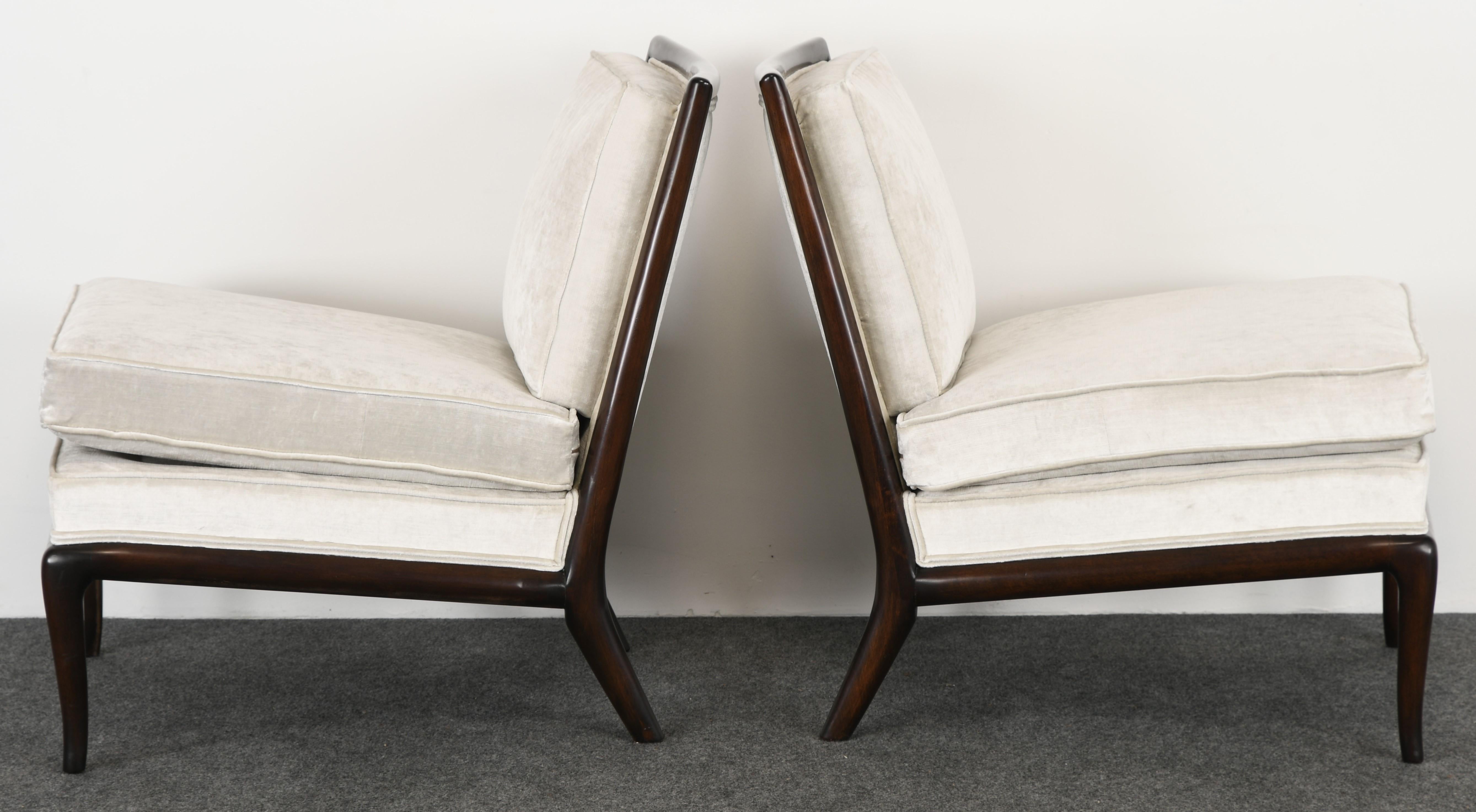 Upholstery Pair of T.H. Robsjohn Gibbings Slipper Chairs, 1950s