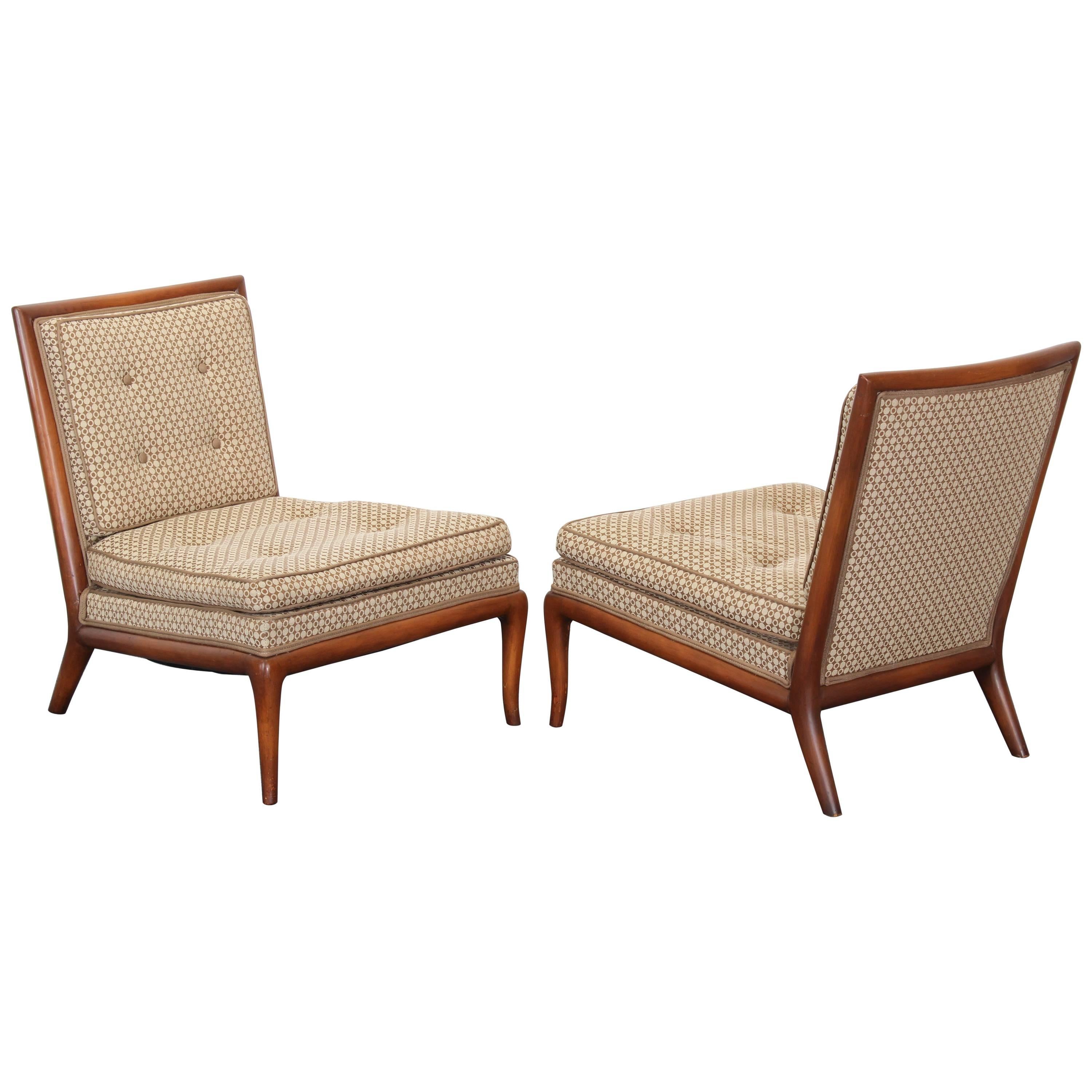 Pair of T.H. Robsjohn-Gibbings Slipper Chairs, 1950s