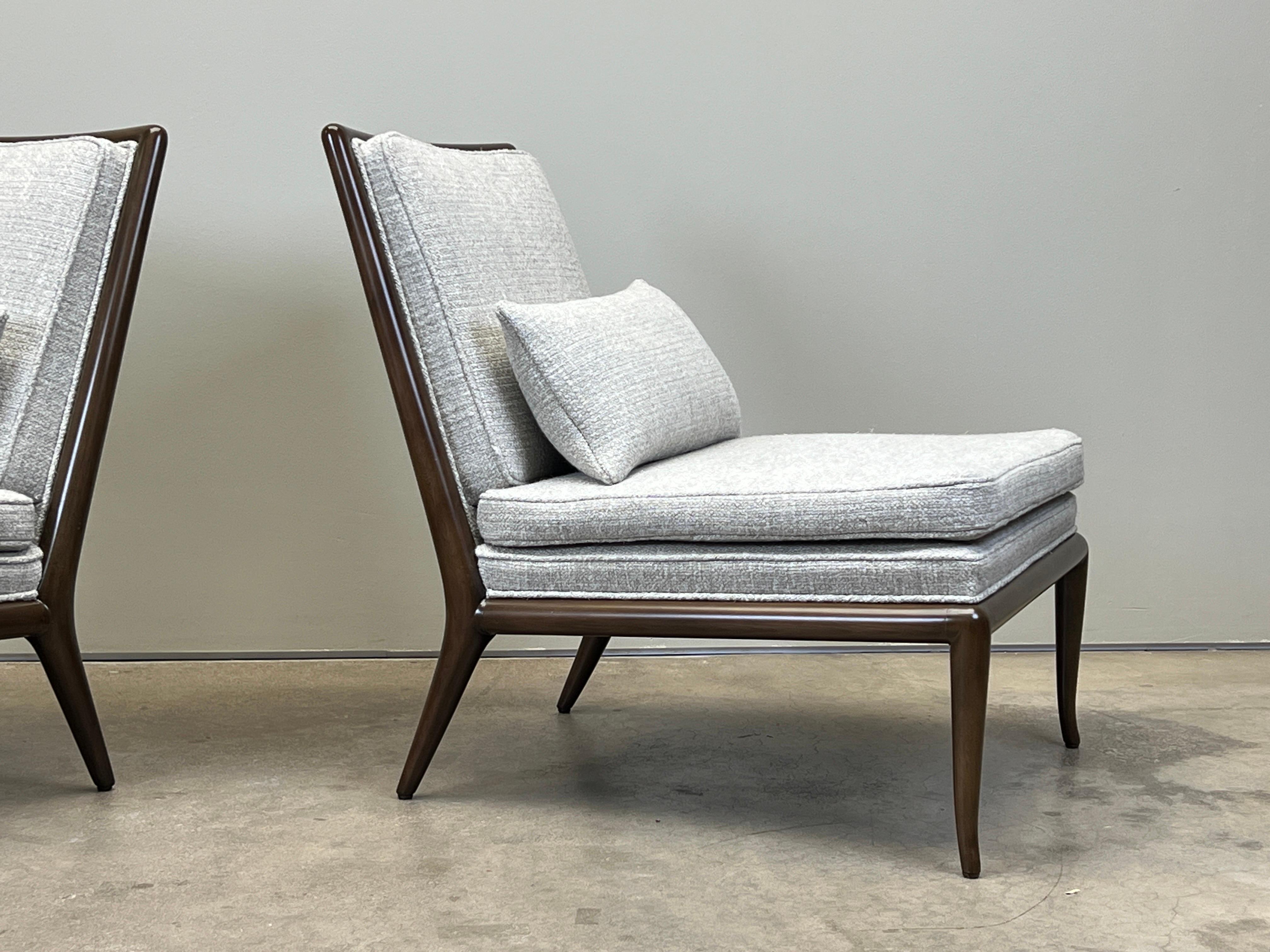 Pair of T.H. Robsjohn-Gibbings Slipper Chairs In Good Condition In Dallas, TX