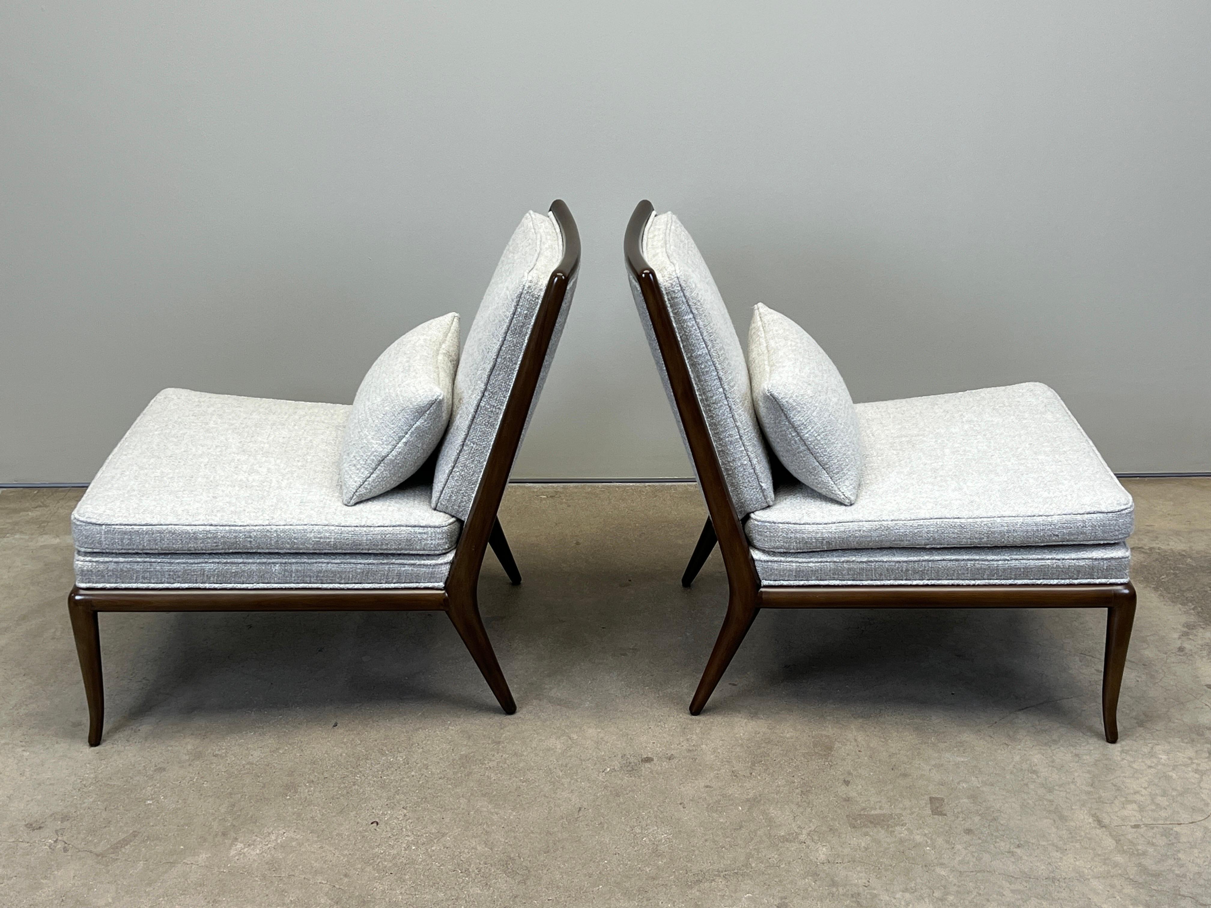 Mid-20th Century Pair of T.H. Robsjohn-Gibbings Slipper Chairs