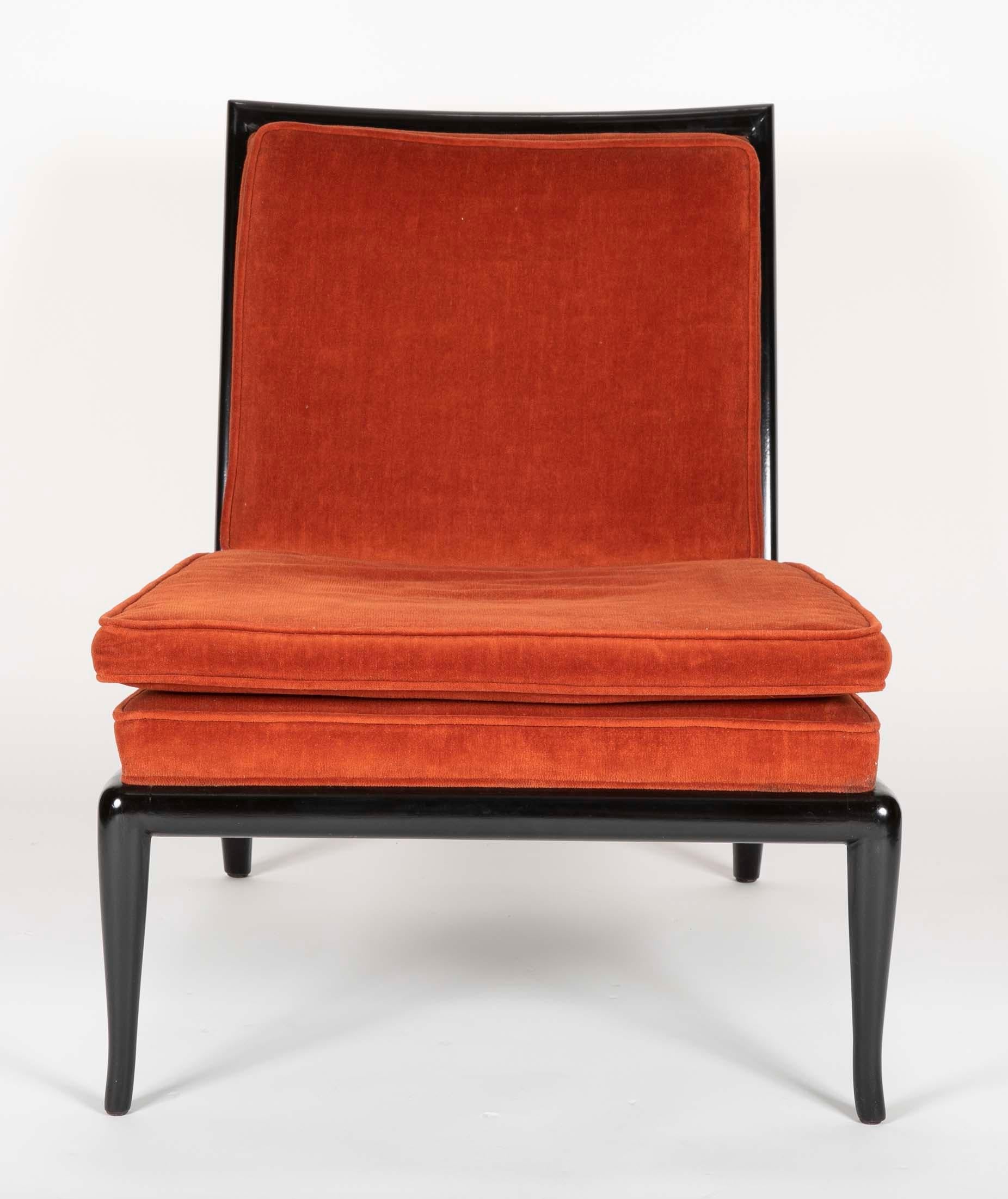 Mid-Century Modern Pair of T.H Robsjohn- Gibbings Slipper Chairs for Widdicomb