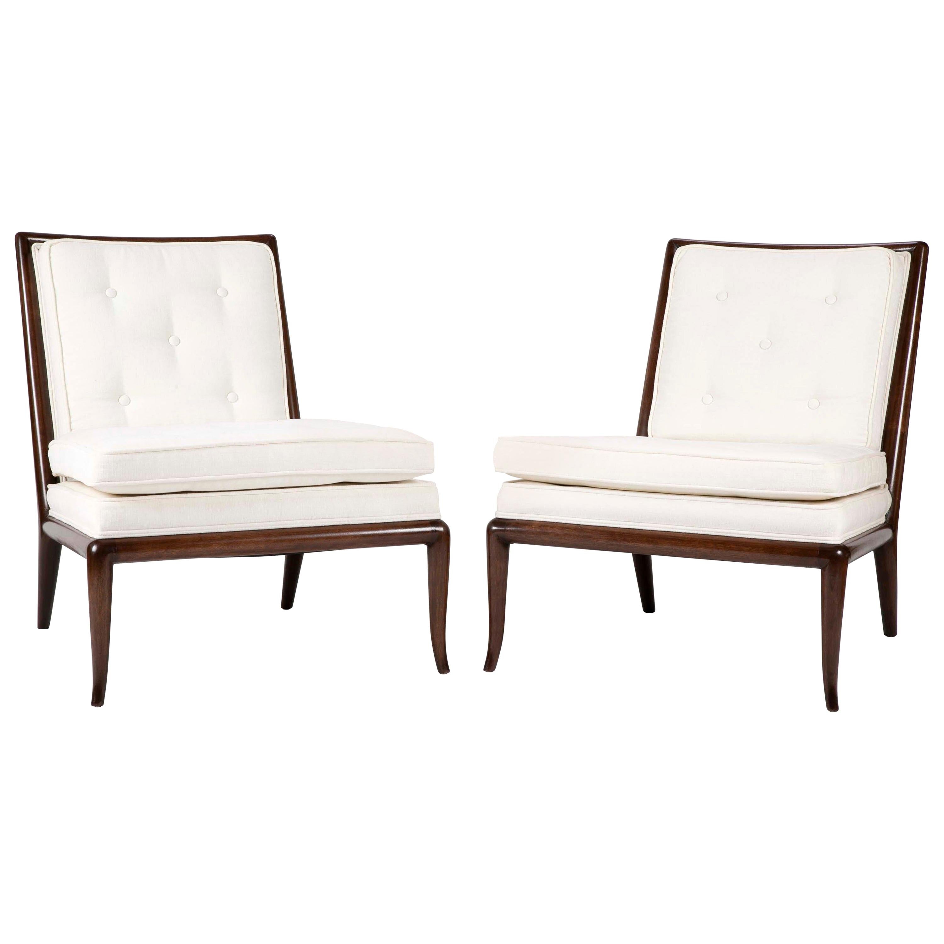Pair of T.H Robsjohn- Gibbings Slipper Chairs for Widdicomb