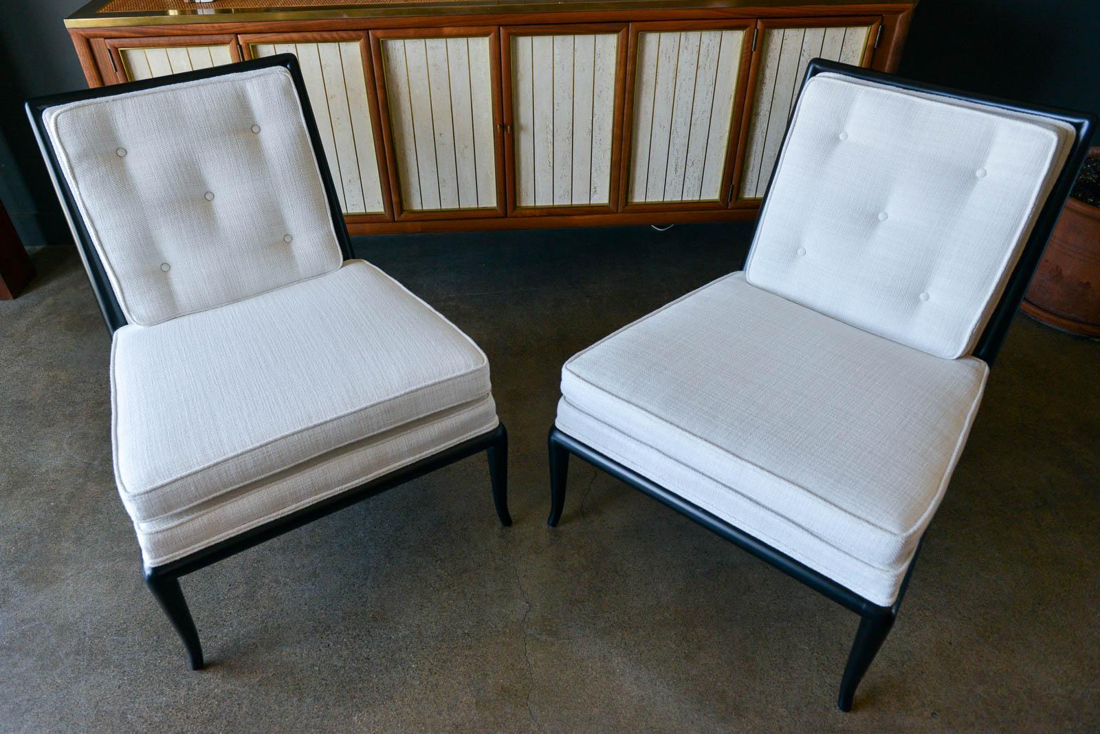 American Pair of T.H. Robsjohn-Gibbings Slipper Chairs, Model WMB, 1955
