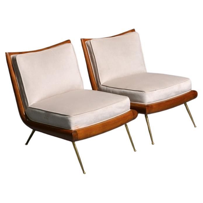 Pair of T.H. Robsjohn-Gibbings Slipper Lounge Chairs For Sale