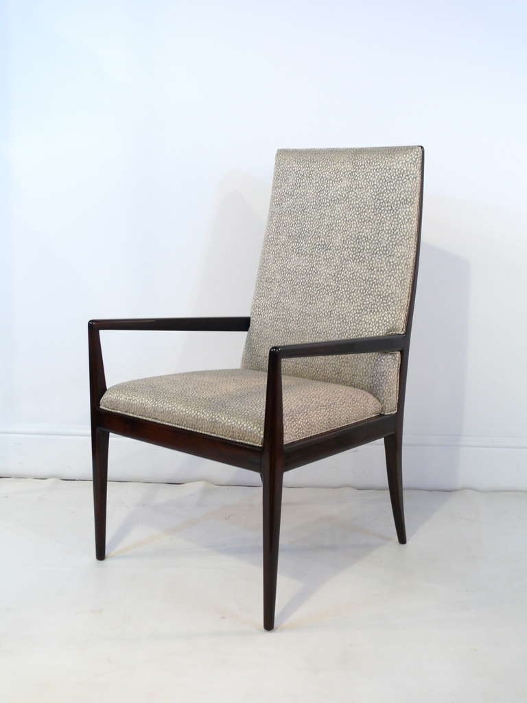 Mid-Century Modern Pair of T.H. Robsjohn-Gibbings Style High Back Armchairs
