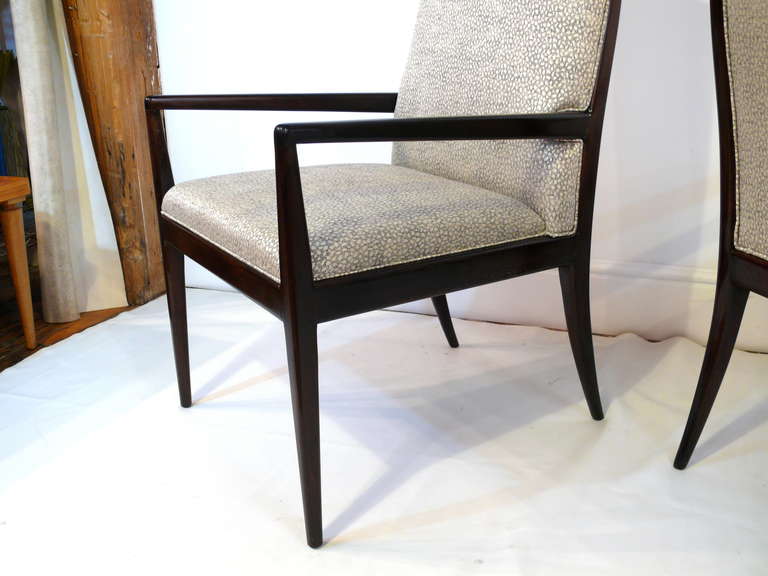 Mid-20th Century Pair of T.H. Robsjohn-Gibbings Style High Back Armchairs