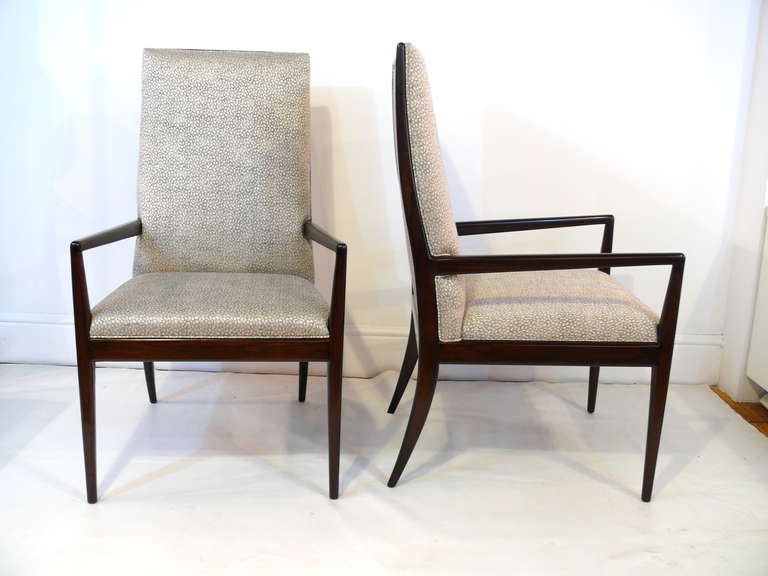 Pair of T.H. Robsjohn-Gibbings Style High Back Armchairs 1