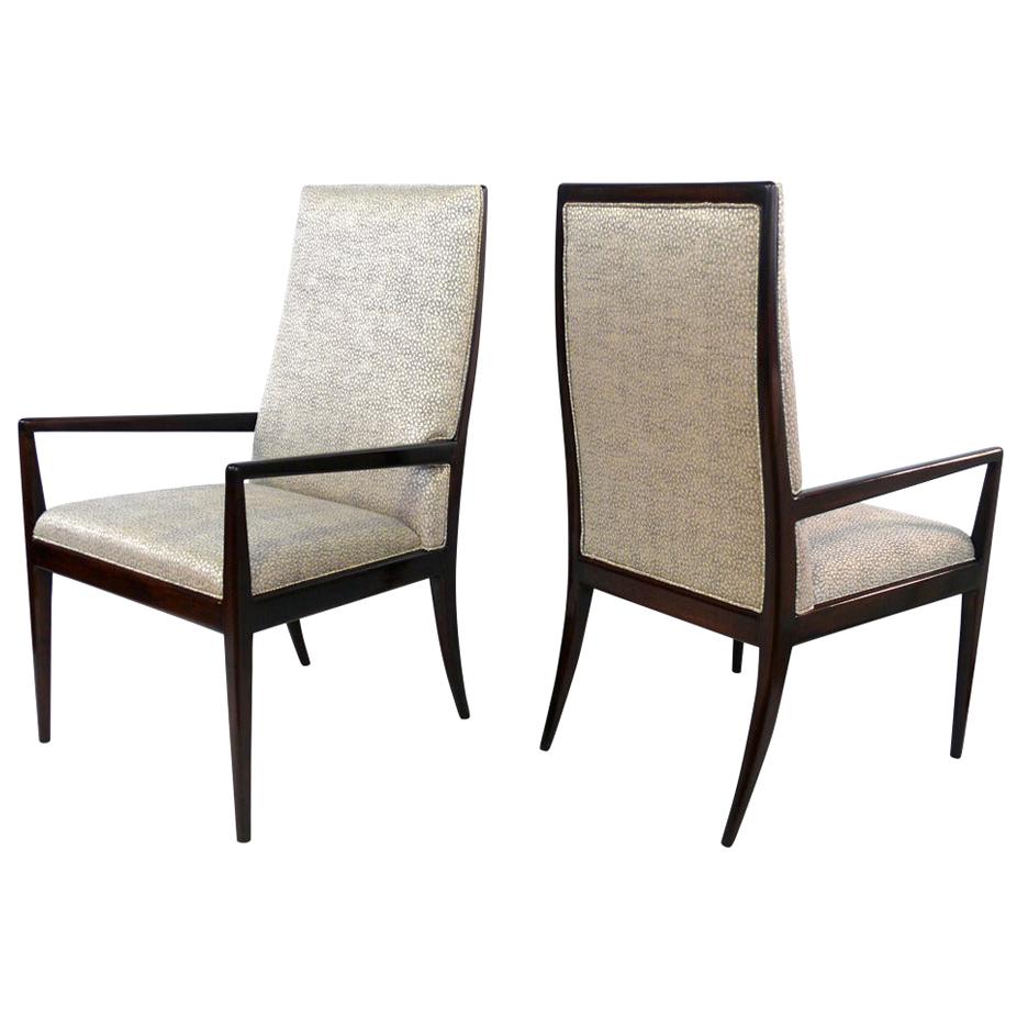 Pair of T.H. Robsjohn-Gibbings Style High Back Armchairs