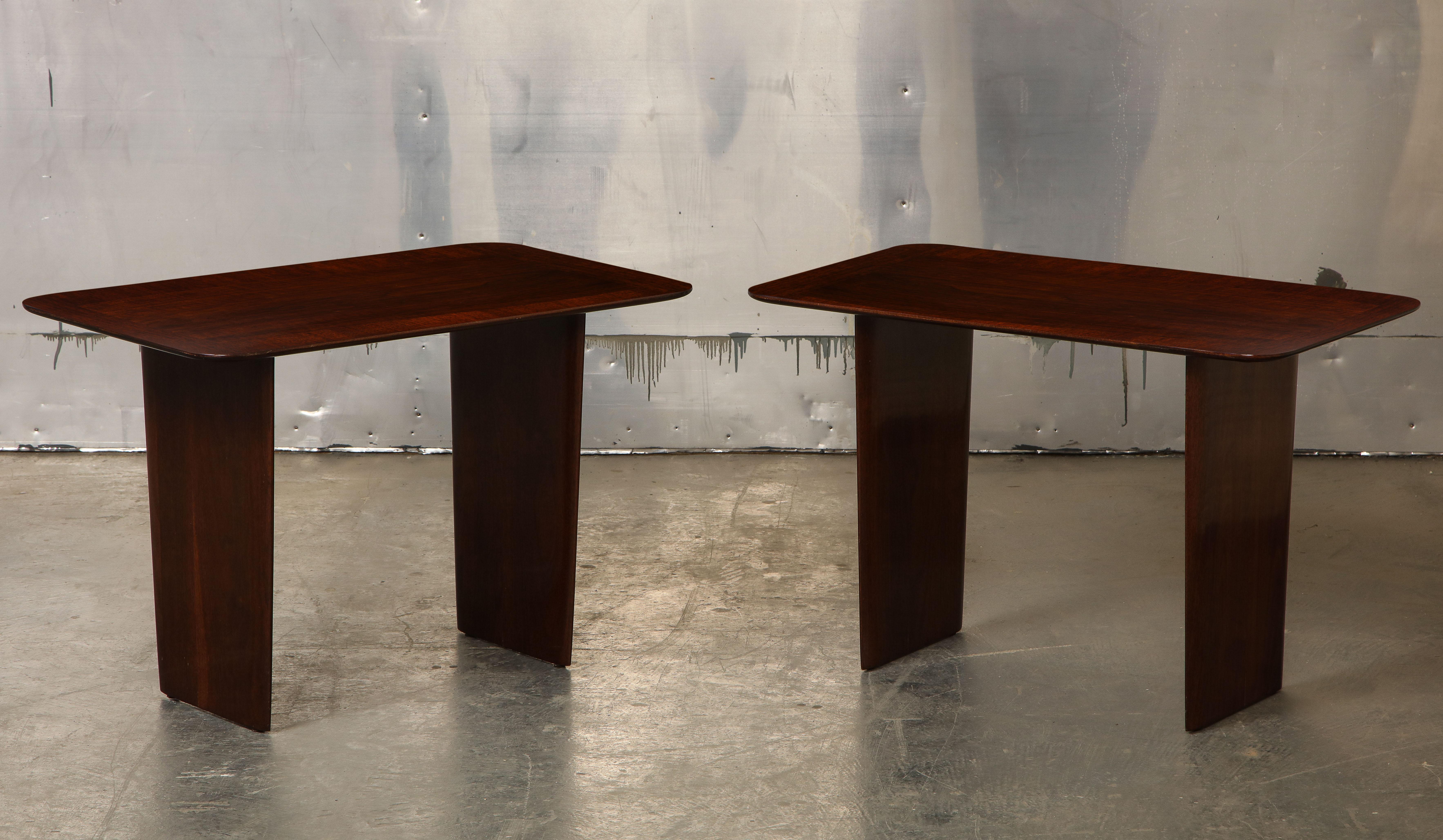 Mid-Century Modern Pair of T.H. Robsjohn-Gibbings Walnut Side Tables