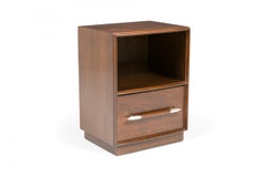 Pair of T.H. Robsjohn-Gibbings Walnut Single Drawer Open Compartment Side