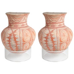 Pair of Thai Ban Chiang Style Painted Pottery Vessels