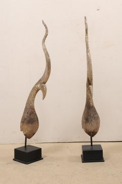 Pair of Thai Chofa Temple Spires from the 19th Century on Custom Stands